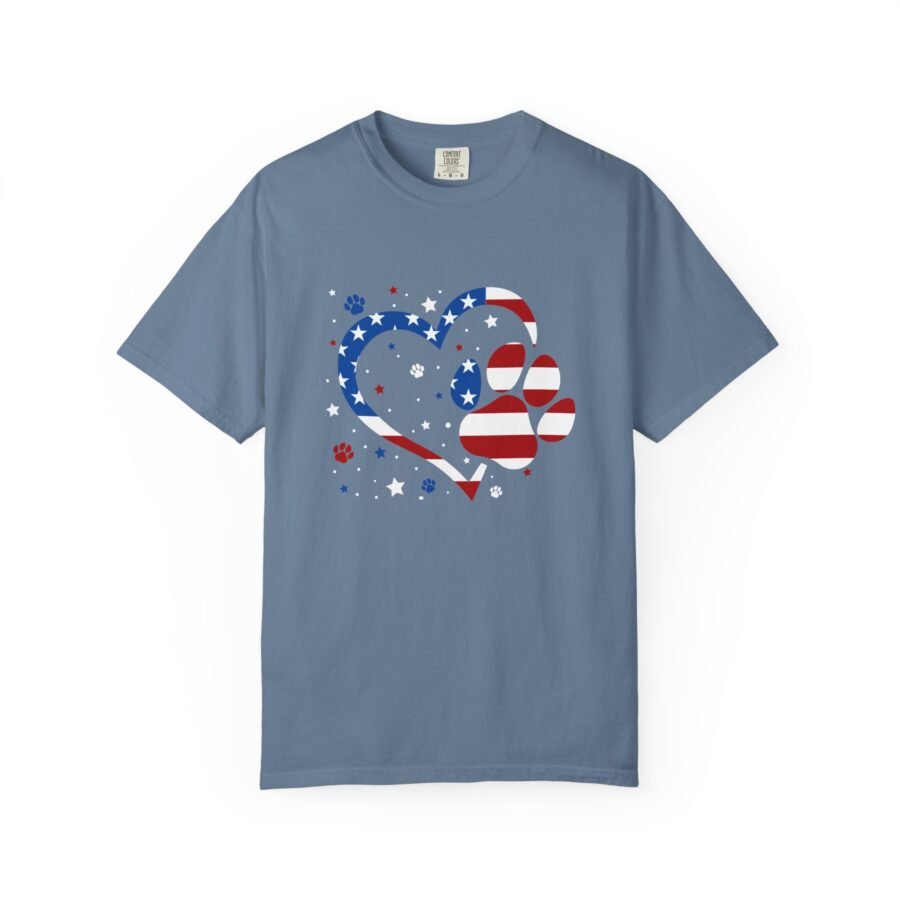 Patriotic Heart T-Shirt, Unisex Garment-Dyed Tee, Fourth of July Shirt, Star-Patterned T-Shirt, USA Pride Apparel, Casual Summer Tees